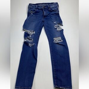 American Eagle Outfitters Distressed Blue Skinny Jeans